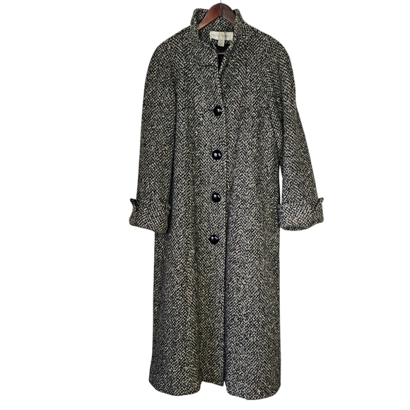 Vintage Bert Newman Tweed Coat Womens 6 Black Tan Dark Academia Preppy Classic - Picture 15 of 16